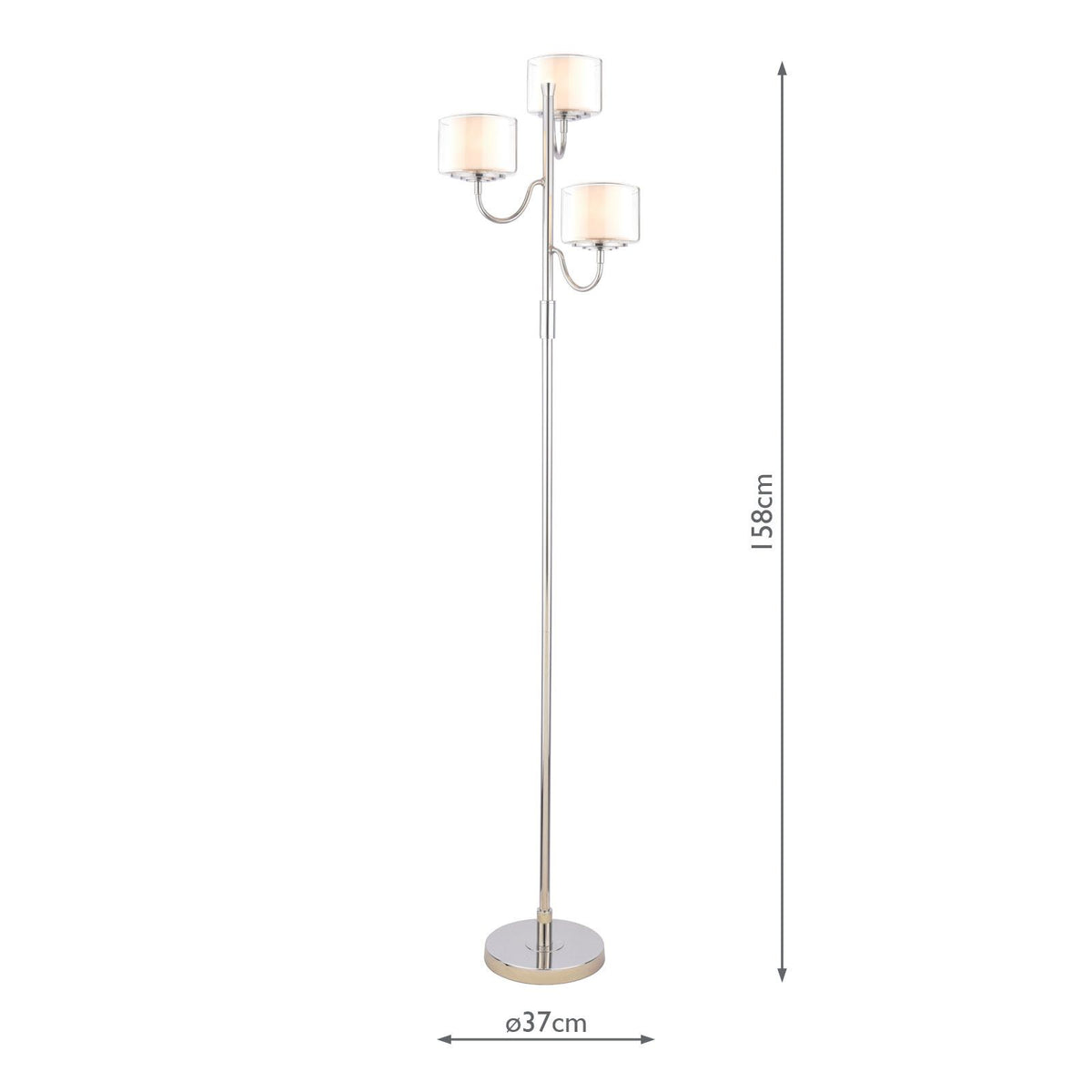 Laura Ashley Southwell 3 Light Floor Lamp Polished Nickel and Opal Glass