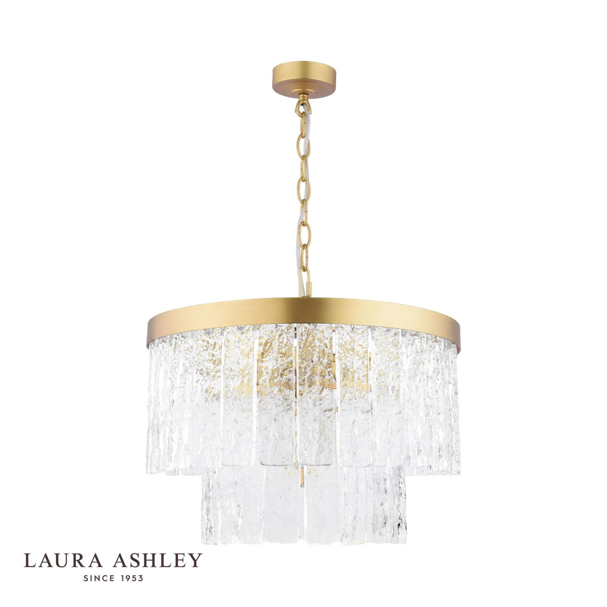 Laura Ashley Durnsford 4 Light Pendant Matt Antique Brass and Textured Glass