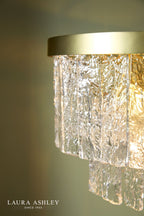 Laura Ashley Durnsford 4 Light Pendant Matt Antique Brass and Textured Glass