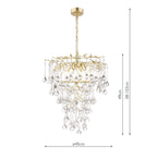 Laura Ashley Willow 4 Light Pendant Satin Champagne and Crystal