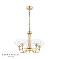 Laura Ashley Wellham 5 Light Armed Pendant Antique Brass and Ribbed Glass