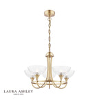 Laura Ashley Wellham 5 Light Armed Pendant Antique Brass and Ribbed Glass
