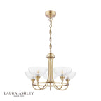 Laura Ashley Wellham 5 Light Armed Pendant Antique Brass and Ribbed Glass