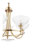 Laura Ashley Wellham 5 Light Armed Pendant Antique Brass and Ribbed Glass