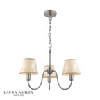 Laura Ashley Westbourne 3 Light Armed Pendant Polished Pewter With Shade