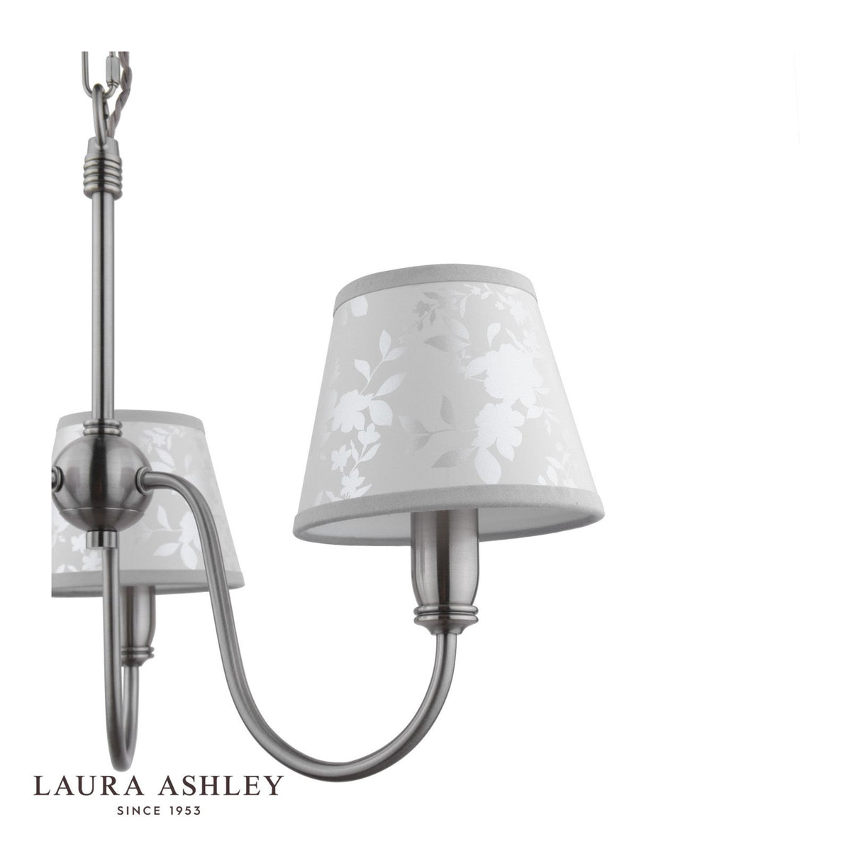 Laura Ashley Westbourne 3 Light Armed Pendant Polished Pewter With Shade