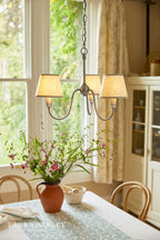 Laura Ashley Westbourne 3 Light Armed Pendant Polished Pewter With Shade