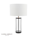 Laura Ashley Harrington Large Table Lamp Matt Black and Glass With Shade