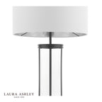 Laura Ashley Harrington Large Table Lamp Matt Black and Glass With Shade