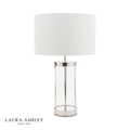 Laura Ashley Harrington Small Table Lamp Polished Nickel and Glass With Shade