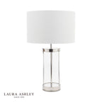 Laura Ashley Harrington Small Table Lamp Polished Nickel and Glass With Shade
