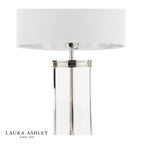 Laura Ashley Harrington Small Table Lamp Polished Nickel and Glass With Shade