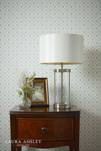 Laura Ashley Harrington Small Table Lamp Polished Nickel and Glass With Shade