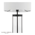 Laura Ashley Harrington Small Table Lamp Matt Black and Glass With Shade