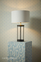 Laura Ashley Harrington Small Table Lamp Matt Black and Glass With Shade