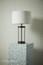 Laura Ashley Harrington Small Table Lamp Matt Black and Glass With Shade