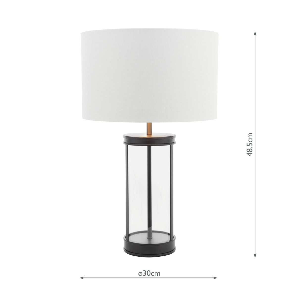 Laura Ashley Harrington Small Table Lamp Matt Black and Glass With Shade