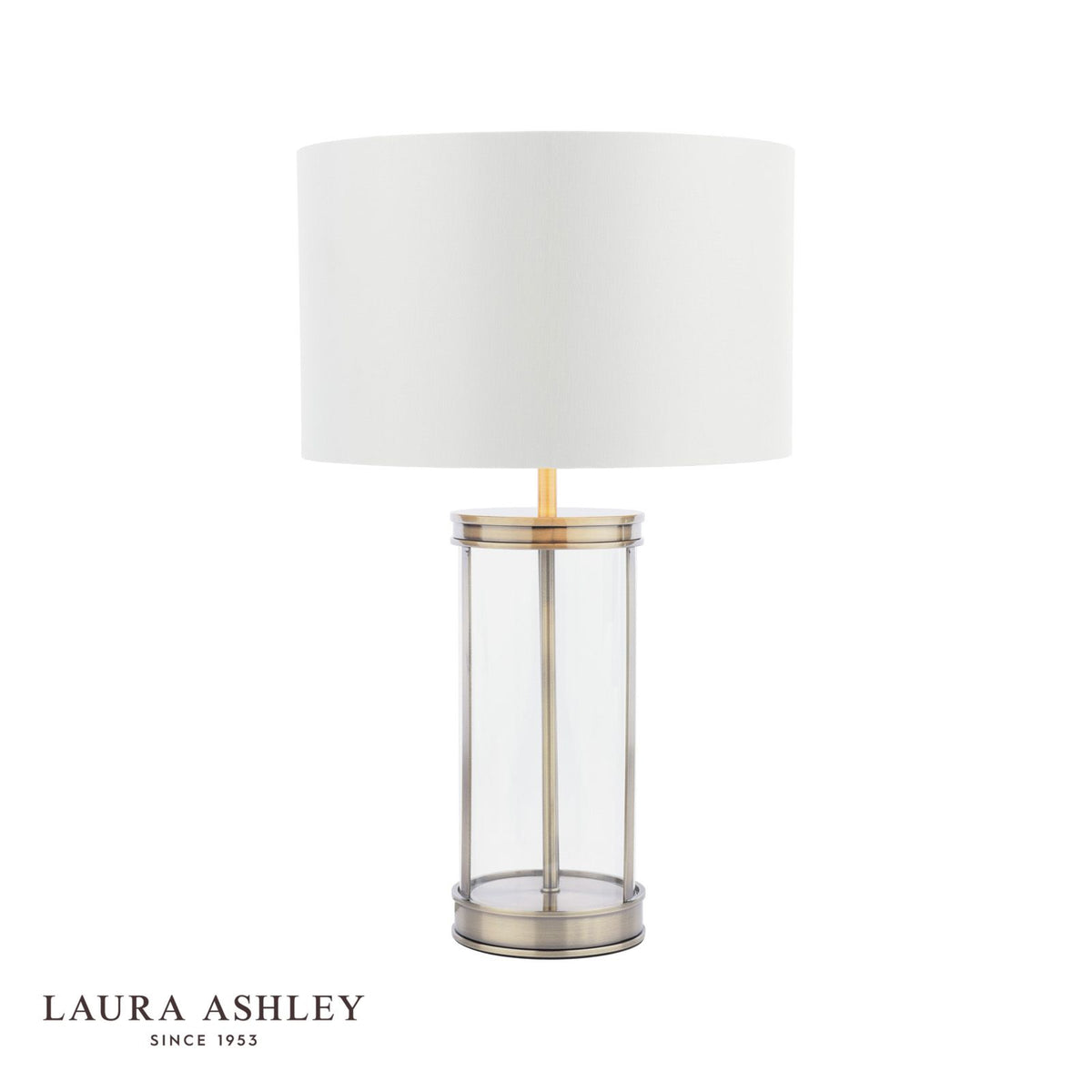 Laura Ashley Harrington Small Table Lamp Antique Brass and Glass With Shade