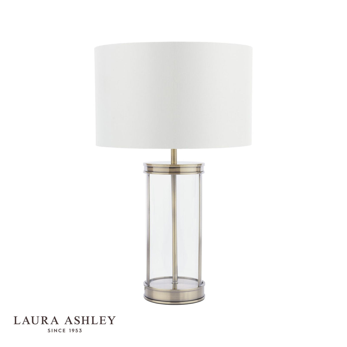 Laura Ashley Harrington Small Table Lamp Antique Brass and Glass With Shade