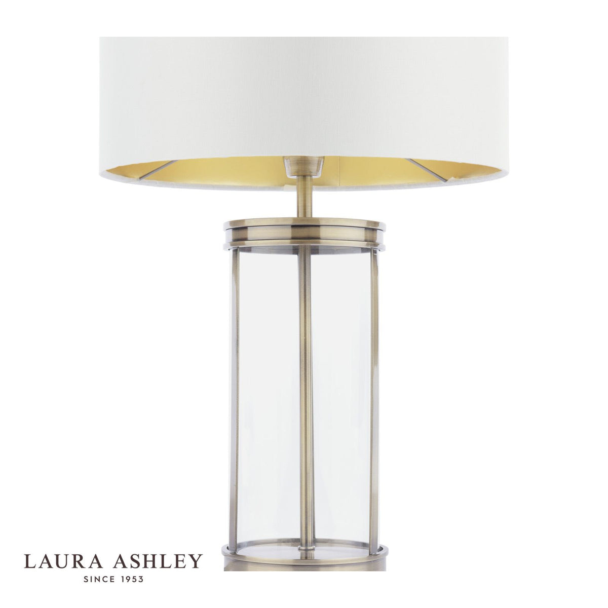 Laura Ashley Harrington Small Table Lamp Antique Brass and Glass With Shade