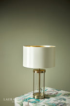 Laura Ashley Harrington Small Table Lamp Antique Brass and Glass With Shade