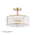 Laura Ashley Fernhurst 3 Light Semi-Flush Crystal and Antique Brass