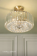 Laura Ashley Fernhurst 3 Light Semi-Flush Crystal and Antique Brass