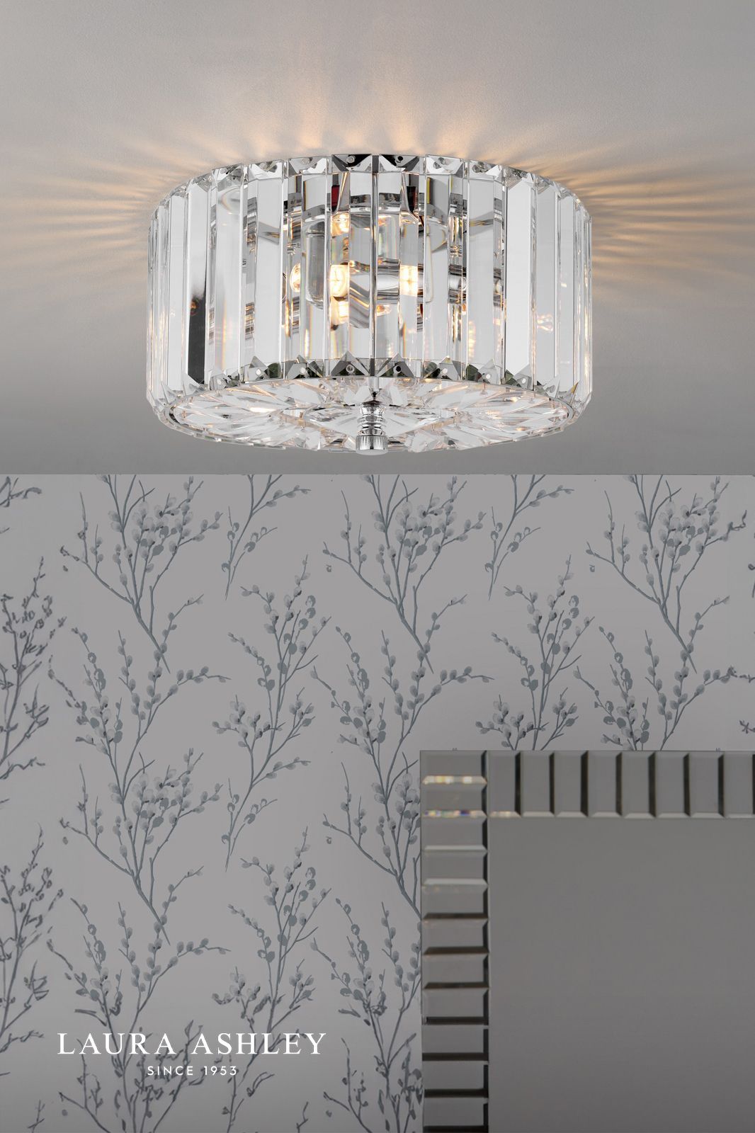 Laura Ashley Fernhurst Small 3 Light Flush Crystal and Polished Chrome