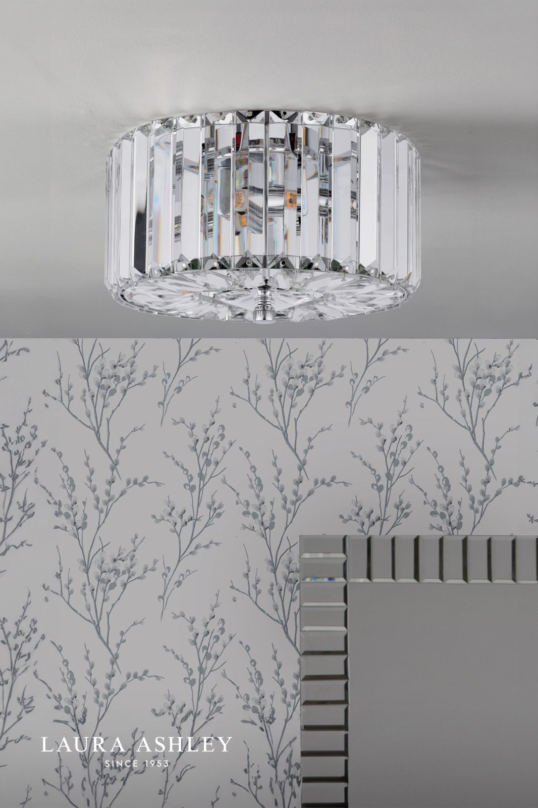 Laura Ashley Fernhurst Small 3 Light Flush Crystal and Polished Chrome