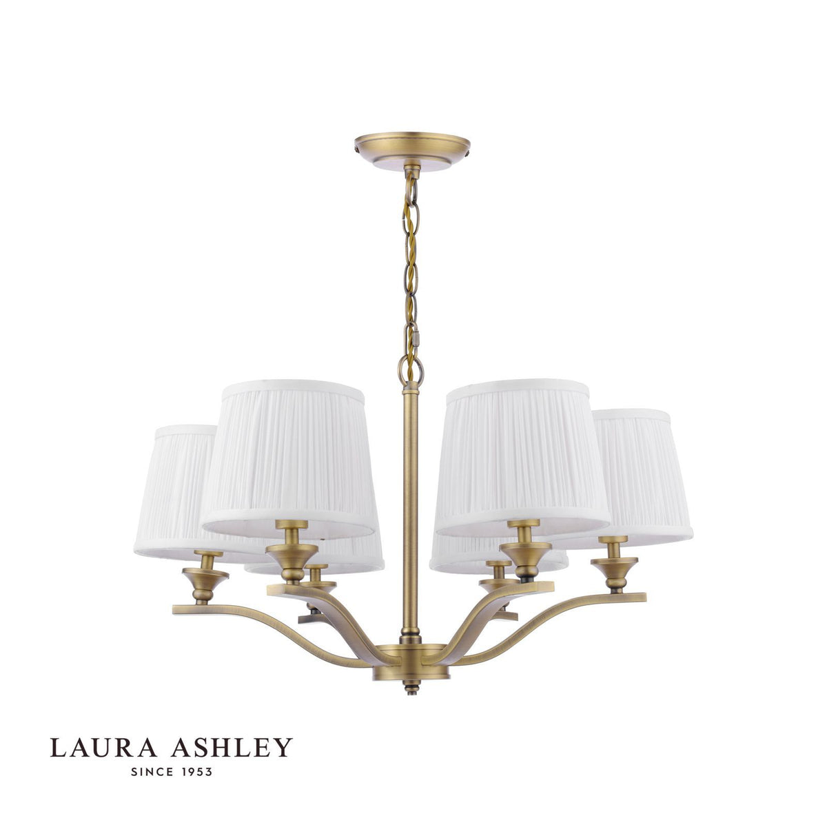 Laura Ashley Hemsley 6 Light Chandelier Matt Antique Brass With Shade