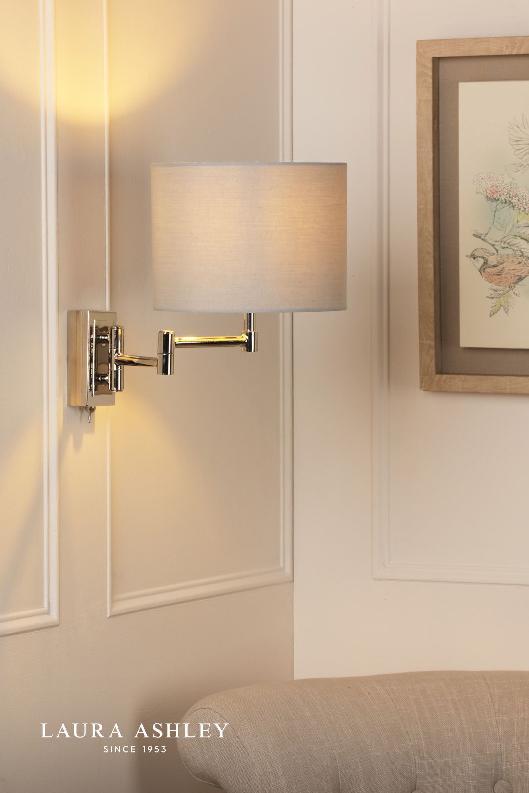 Laura Ashley Marlowe Wall Light Polished Nickel With Shade