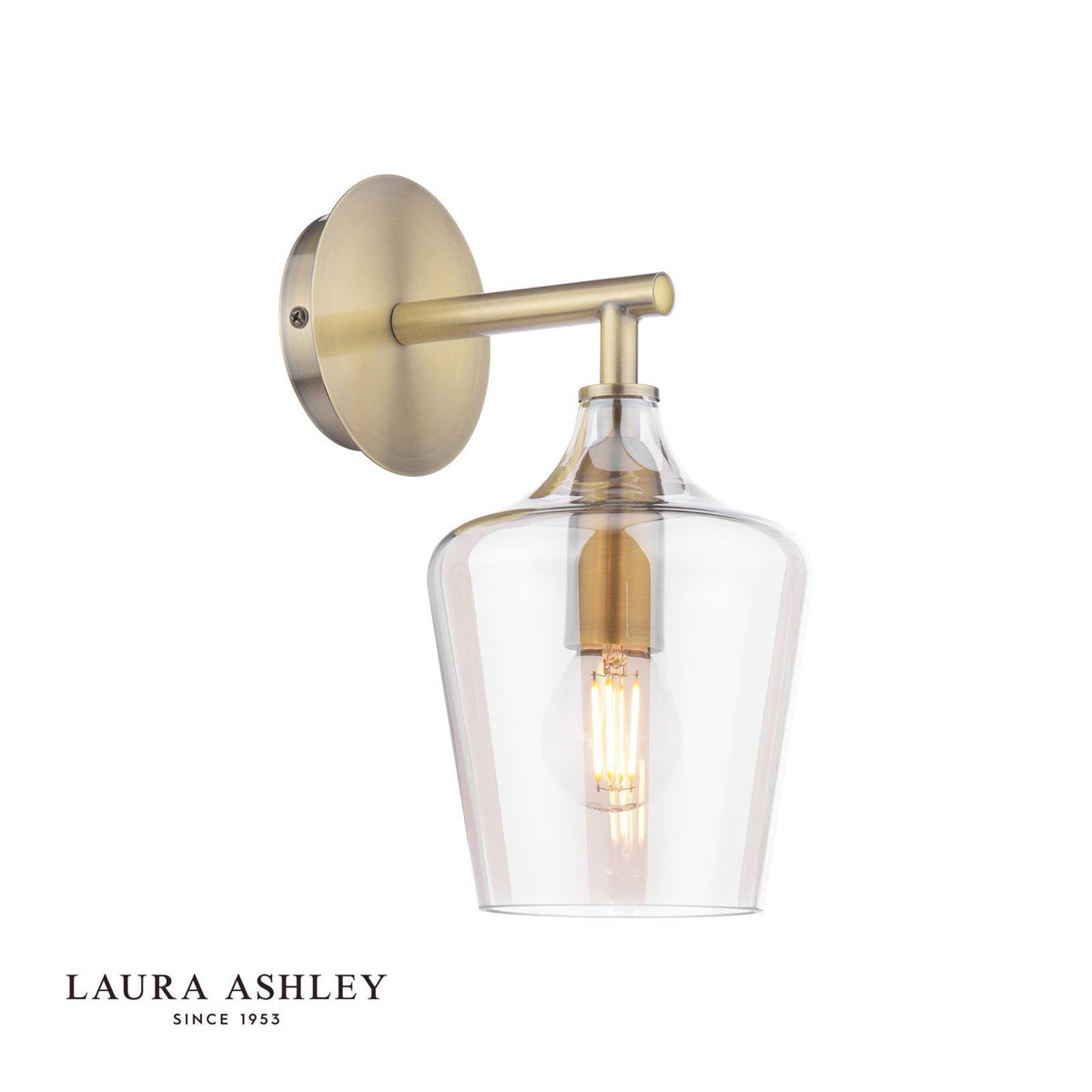 Laura Ashley Ockley Wall Light Antique Brass and Champagne Glass