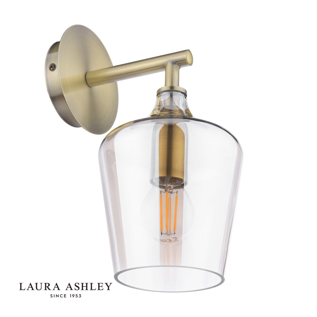 Laura Ashley Ockley Wall Light Antique Brass and Champagne Glass