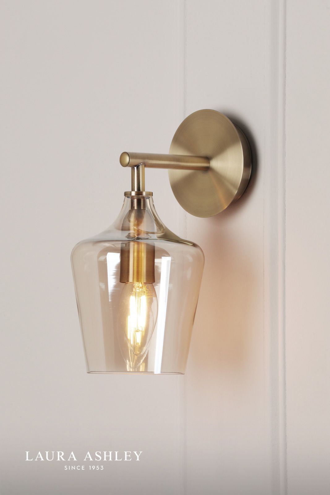 Laura Ashley Ockley Wall Light Antique Brass and Champagne Glass