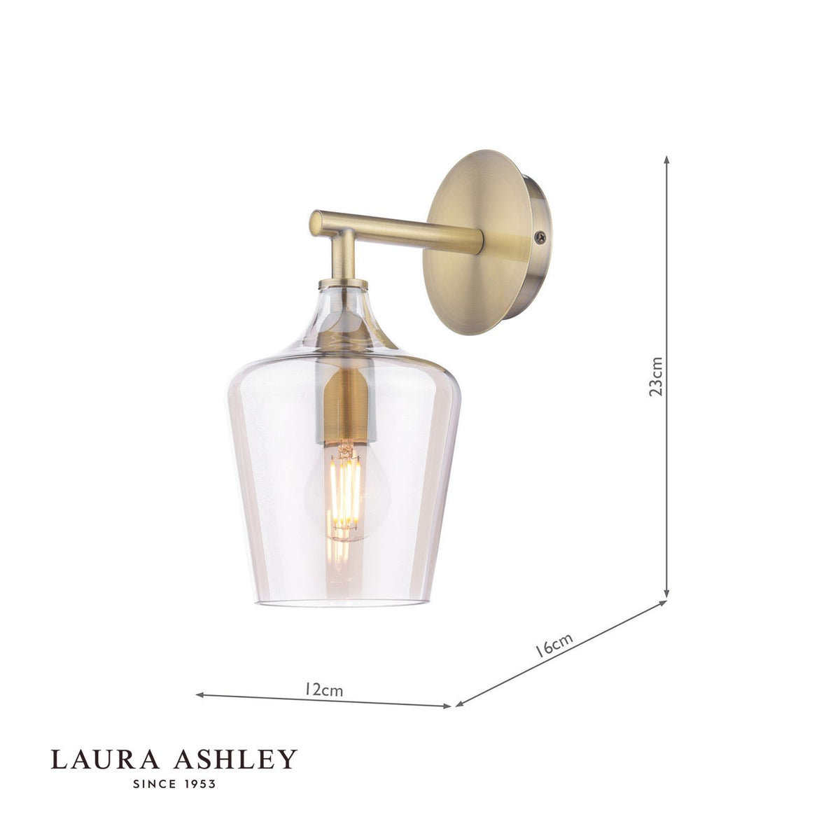 Laura Ashley Ockley Wall Light Antique Brass and Champagne Glass