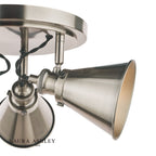 Laura Ashley Rufus 3 Light Plate Spotlight Industrial Nickel