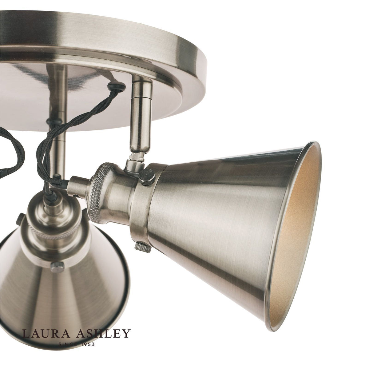 Laura Ashley Rufus 3 Light Plate Spotlight Industrial Nickel