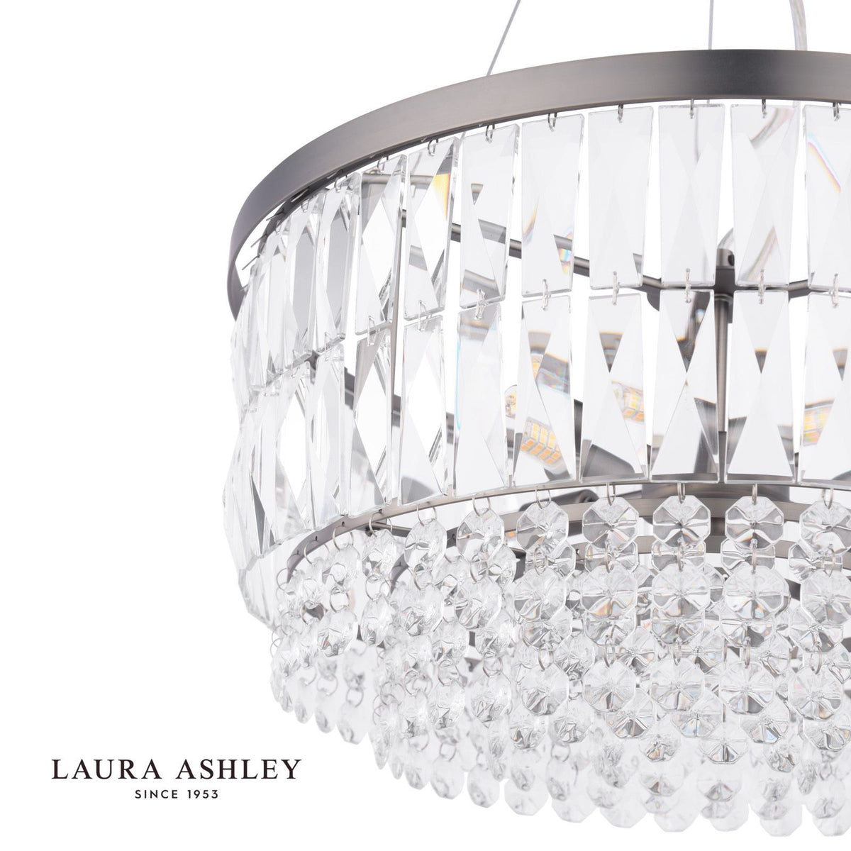 Laura Ashley Rhosill 4 Light Pendant Crystal and Aged Pewter