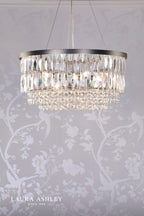Laura Ashley Rhosill 4 Light Pendant Crystal and Aged Pewter