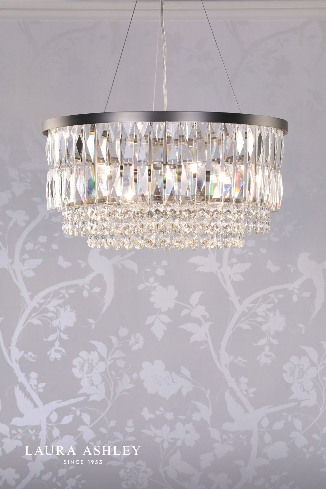 Laura Ashley Rhosill 4 Light Pendant Crystal and Aged Pewter