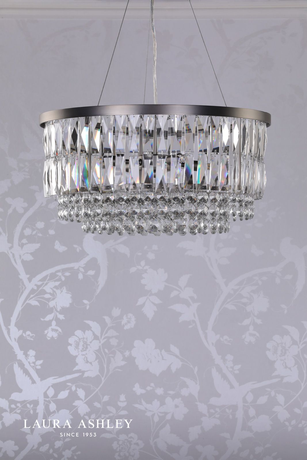 Laura Ashley Rhosill 4 Light Pendant Crystal and Aged Pewter