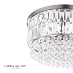Laura Ashley Rhosill 3 Light Semi-Flush Crystal and Aged Pewter