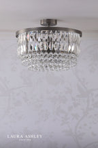 Laura Ashley Rhosill 3 Light Semi-Flush Crystal and Aged Pewter