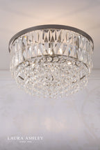 Laura Ashley Rhosill 3 Light Semi-Flush Crystal and Aged Pewter