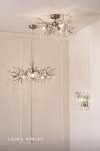 Laura Ashley Willow 3 Light Semi-Flush Satin Pewter and Crystal