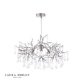 Laura Ashley Willow 3 Light Pendant Satin Pewter and Crystal