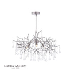 Laura Ashley Willow 3 Light Pendant Satin Pewter and Crystal
