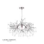 Laura Ashley Willow 3 Light Pendant Satin Pewter and Crystal