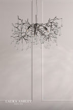 Laura Ashley Willow 3 Light Pendant Satin Pewter and Crystal