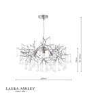 Laura Ashley Willow 3 Light Pendant Satin Pewter and Crystal